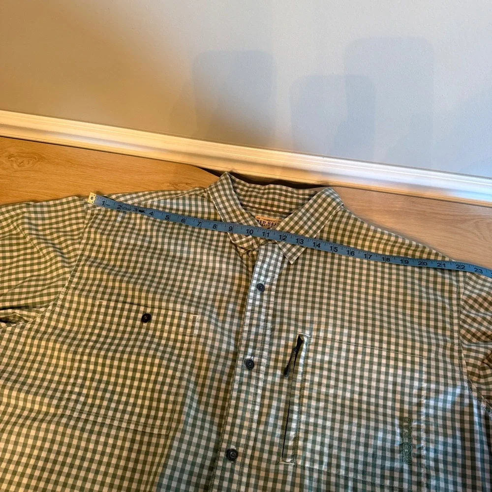 Redhead Mens Green Gingham Short Sleeve Button Down Utility Shirt Size XXL - Picture 4 of 8